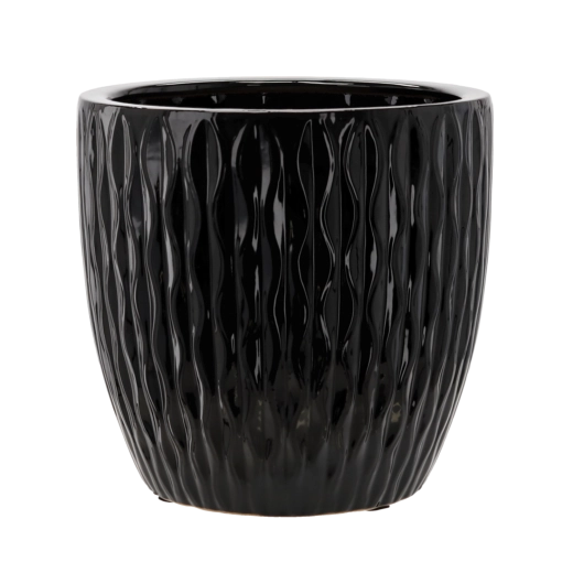 Keramický obal na květináč 39 × 39 × 39 cm černý lesk