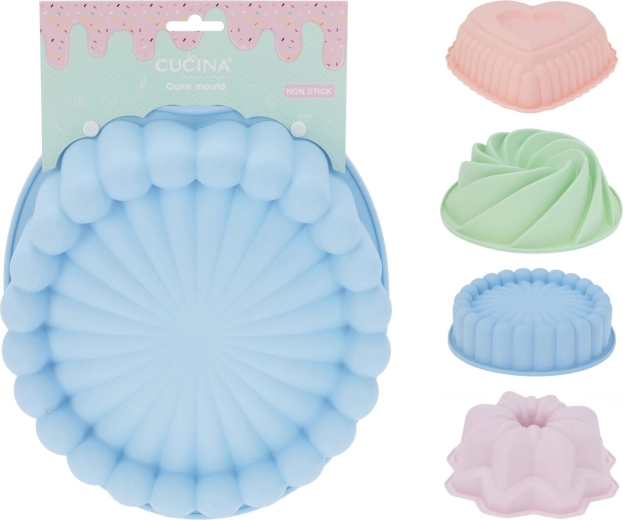 Silikonové formy na pečení – bábovka, srdce, květina a spirála