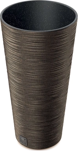 Květináč Furu Slim Eco Wood s vložkou 25 cm – káva