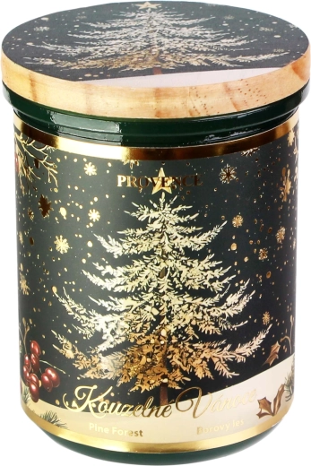 Vánoční svíčka ve skle se skleněným víčkem, zelená 240 g