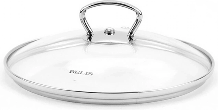 Skleněná poklice 14 cm s nerezovým úchytem