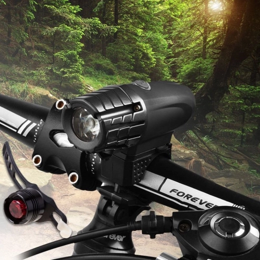 Světlo na kolo s USB nabíjením + červená zadní lampa