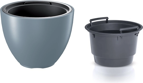 Plastový květináč s vyjímatelnou vložkou 39,5 cm světle šedý