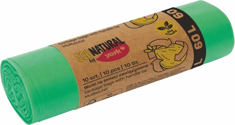 Eko pytle na odpad se zatahovacími uchy 60 l, zelené (10 ks)