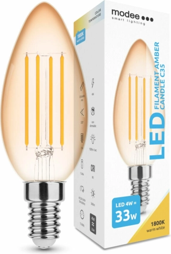 Modee LED filamentová žárovka Amber Candle C35 E14 4 W stmívatelná