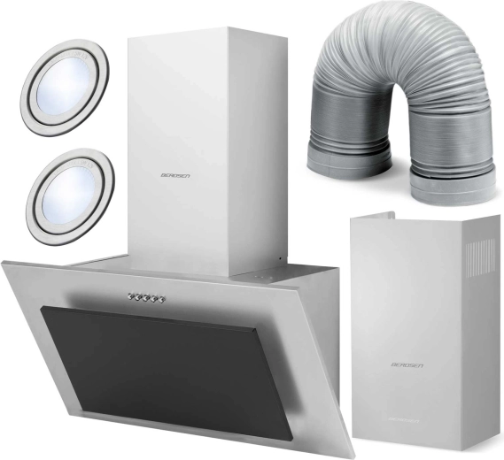 Komínový odsavač par 60 cm nerez a černé sklo