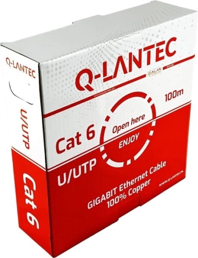 Datový kabel Q-LANTEC U/UTP kategorie 6 PVC Eca 100 m