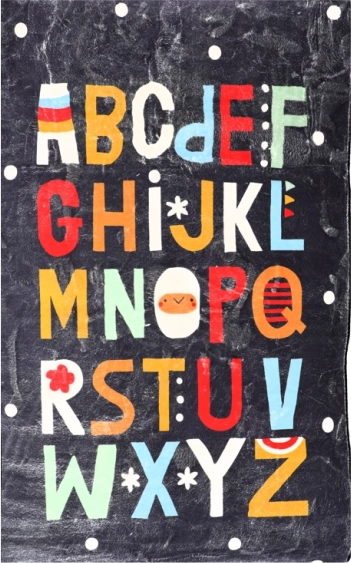 Dětský koberec a hrací podložka 140 × 80 cm Alphabet – tmavě modrá