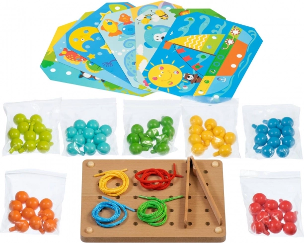 Dřevěná mozaika s pinzetou a vyšíváním LUCY & LEO