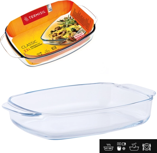 Obdélníkový žáruvzdorný pekáč z borosilikátového skla 2,3 l TERMISIL