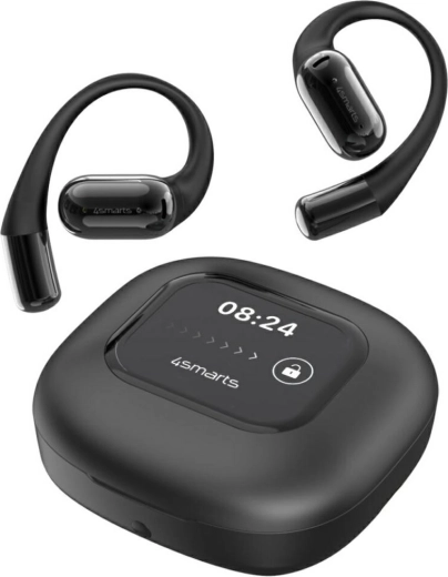Bezdrátová otevřená sluchátka s AI překladem a displejem 4smarts SkyBuds, černá