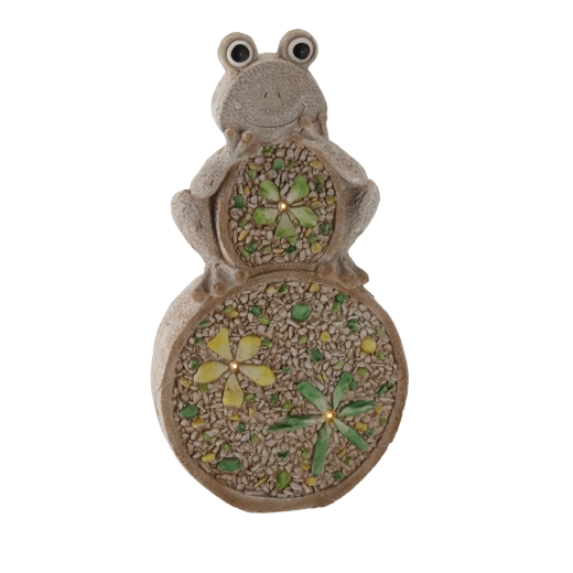 Zahradní žába na kameni s LED osvětlením 25 × 9 × 49 cm