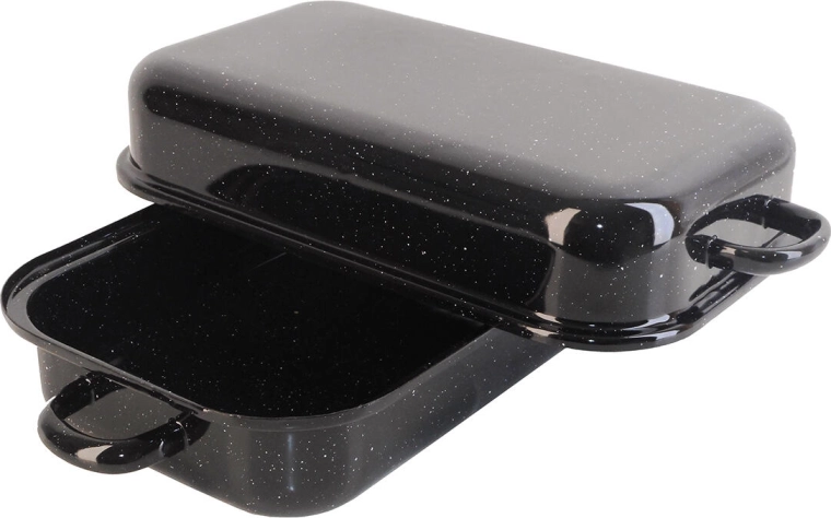 Smaltovaný pekáč s víkem BERYL 30 × 20 cm, 2,8 l – černý granit