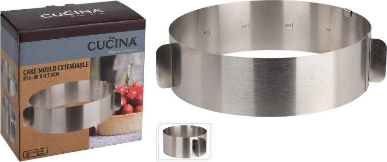 Kulatá nastavitelná forma na pečení z nerezové oceli LA CUCINA 16–30 cm