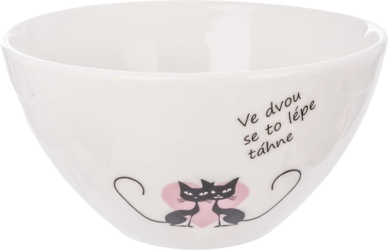 Porcelánová miska s motivem kočky bílá 460 ml