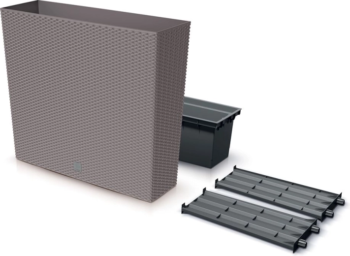 Vysoký truhlík Rato Case s vložkou a zavlažováním, mocca, 77 cm