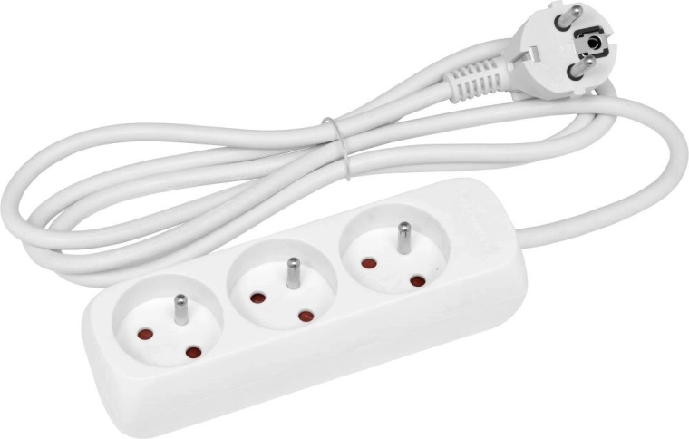 Prodlužovací přívod 1,5 m se 3 zásuvkami, bílý