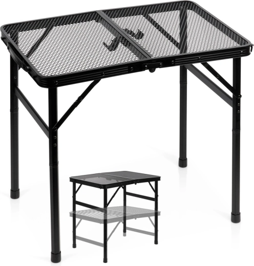 Vilde skládací turistický stůl 2v1 s nastavitelnou výškou černý 60 × 40 cm