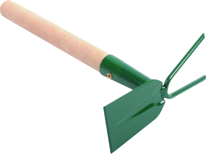 Okopávačka s ostřím a dvěma hroty s dřevěnou násadou 27 cm