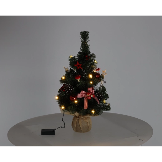 Vánoční dekorace Choinka Bożonarodzeniowa – světelný stromeček 50 cm, 20 LED, červeno-bílý