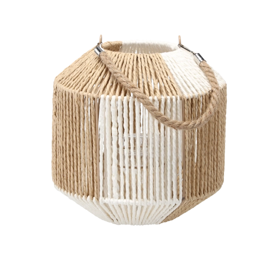 Dekorativní lucerna se skleněnou vložkou 25 cm – šachovnicový vzor