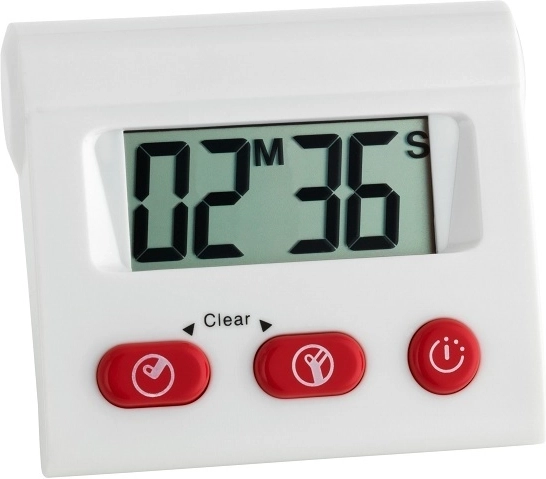 Digitální časovač a stopky s pamětí TFA, bílý