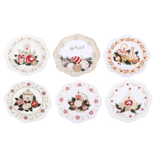 Vánoční kulaté papírové ubrousky s motivem „Boże Narodzenie“ 28 cm (6 ks)
