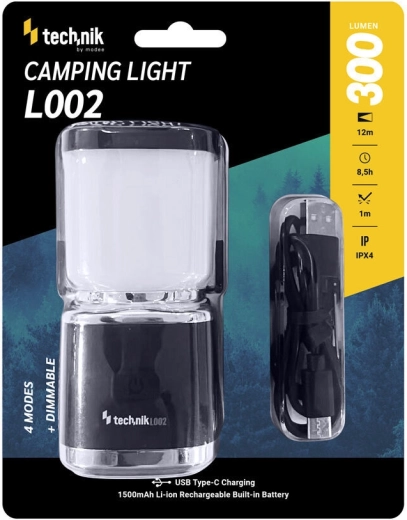 Technik kempingová lucerna 300 lm s vestavěnou baterií a rukojetí