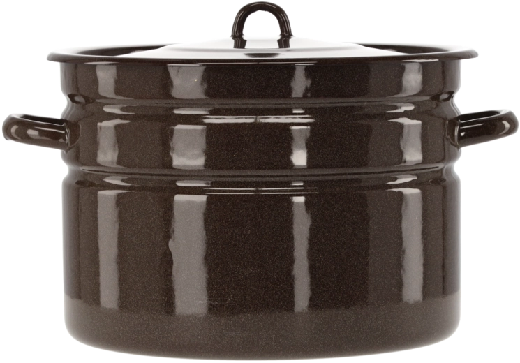 Emaliovaný hrnec 16 l, průměr 32 cm, hnědý s poklicí