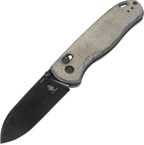 Kizer Drop Bear kapesní nůž 7,6 cm, černý stonewash, zelená micarta
