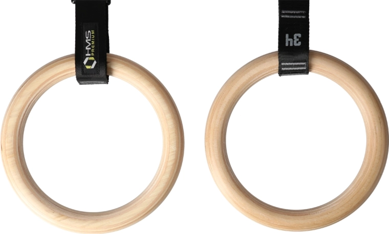 Dřevěné gymnastické kruhy HMS Premium TX08 s číslovanými popruhy