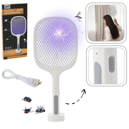 Elektrická plácačka na hmyz 2v1 s UV světly a USB‑C