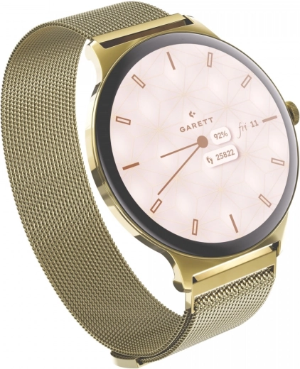 Chytré hodinky Garett Verona 2 zlaté s mesh řemínkem