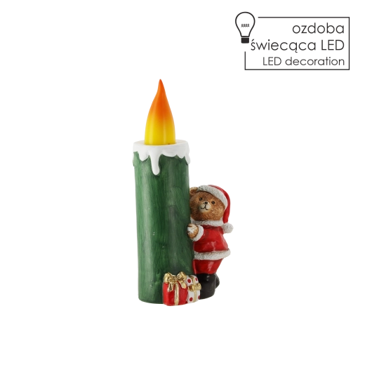 Vánoční LED dekorace medvídek v kostýmu Santa Clause - 1 kus