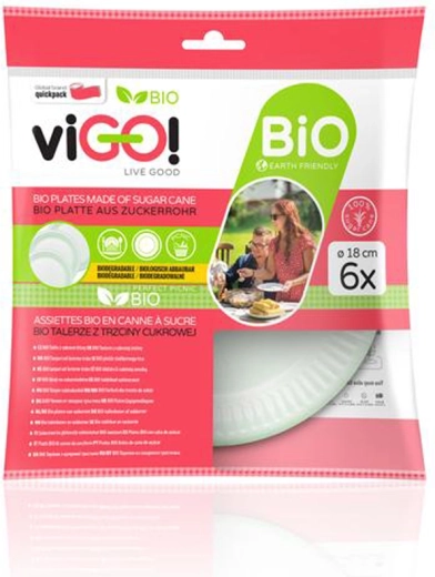 Bio talíře z cukrové třtiny 18 cm, 6 ks
