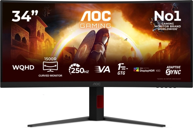 AOC Gaming zakřivený ultrawide monitor 34" WQHD 250 Hz