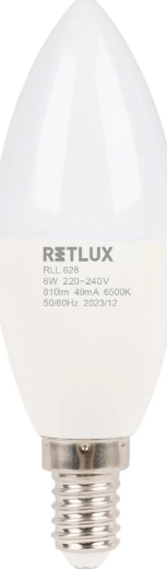 Retlux LED žárovka svíčka E14 6 W 6500 K