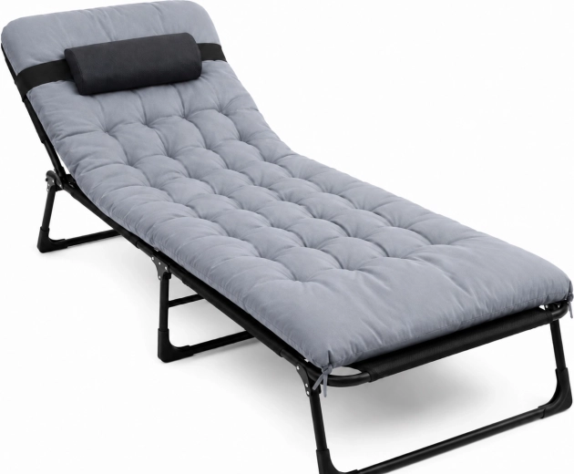 Skládací turistické lůžko premium 200 × 68 cm černo-šedé