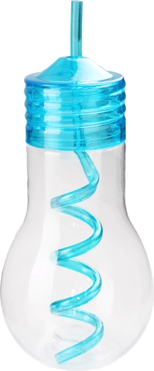 Plastová láhev s brčkem TORO 600 ml ve tvaru žárovky, mix barev