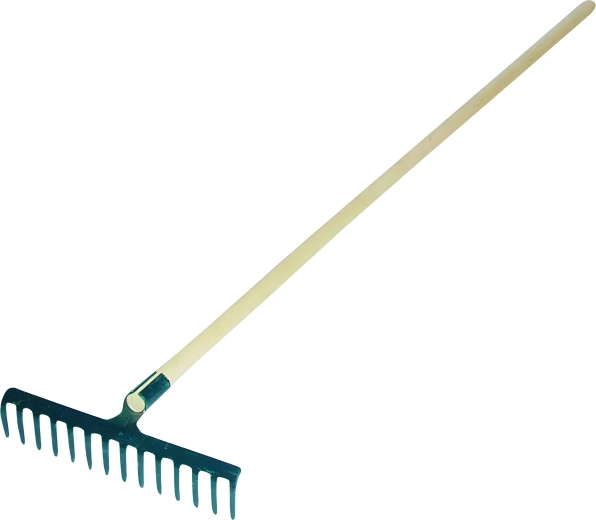 železné hrábě 14 zubů s dřevěnou násadou 150 cm