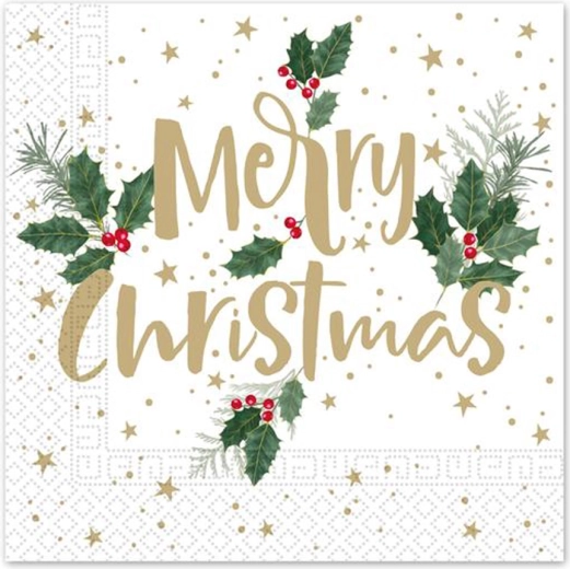 Vánoční papírové ubrousky 33 × 33 cm, 3vrstvé, Merry Christmas, 20 ks