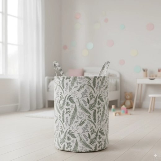 Textilní koš na prádlo a hračky s listovým vzorem 30 × 42 cm