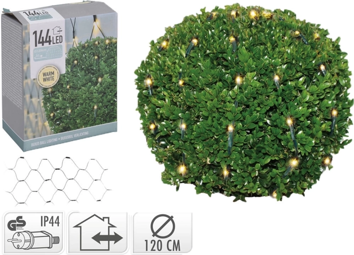 Vánoční LED koule 1,2 m, 144 LED, teplá bílá, IP44