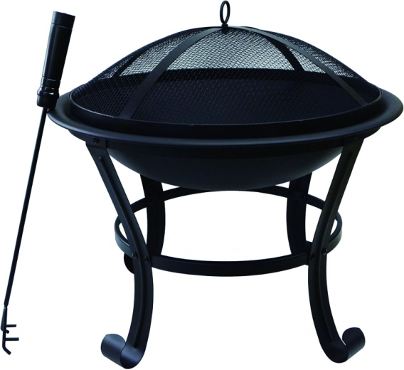Zahradní ohniště s krytem, černé kovové