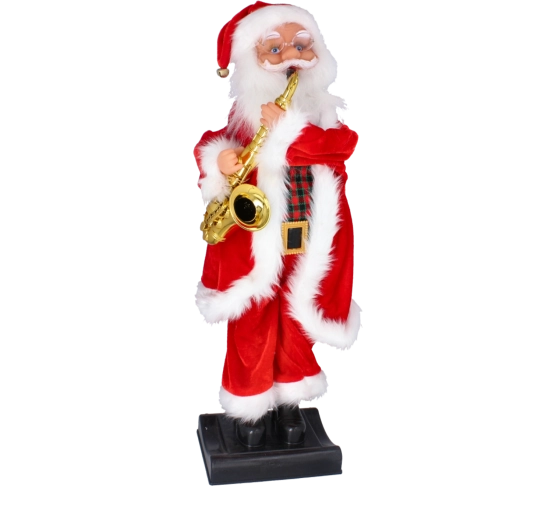 Hrající vánoční figurka Mikuláš se saxofonem 81 cm - 1 kus
