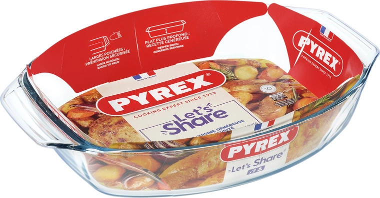 Oválná zapékací mísa PYREX 38 × 27 cm z borosilikátového skla