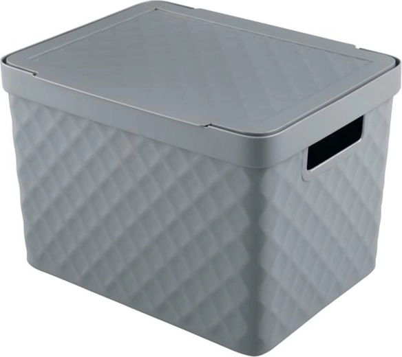 Plastový úložný košík s víkem HEIDRUN Diamond 36 × 27 × 23 cm