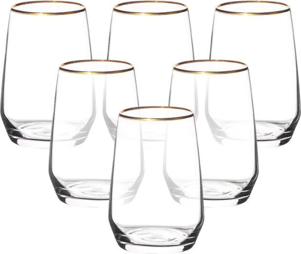 RUBIN GOLD sada sklenic se zlatým lemem 450 ml, 6 ks