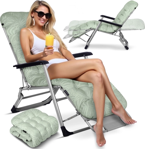 Skládací zahradní lehátko s polstrem Sofotel ChillWell, světle zelené