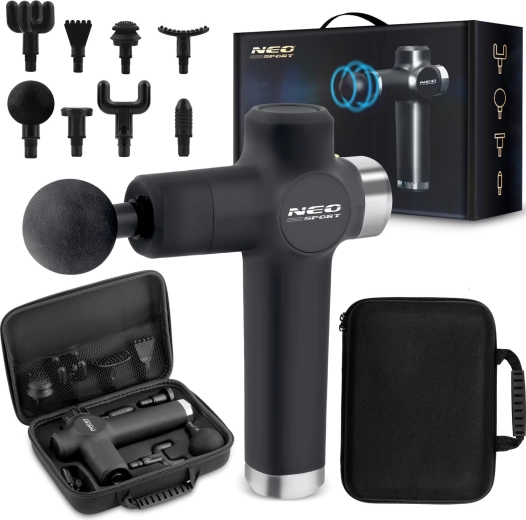 Masážní pistole NEO SPORT NS-501, 8 nástavců, černá